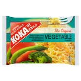 Koka - Vegetable Flavour Instant Noodles (85g) offers tasty vegetarian noodles in a pack with colorful images of noodles, broccoli, and green beans—ideal for a quick and delicious meat-free meal.